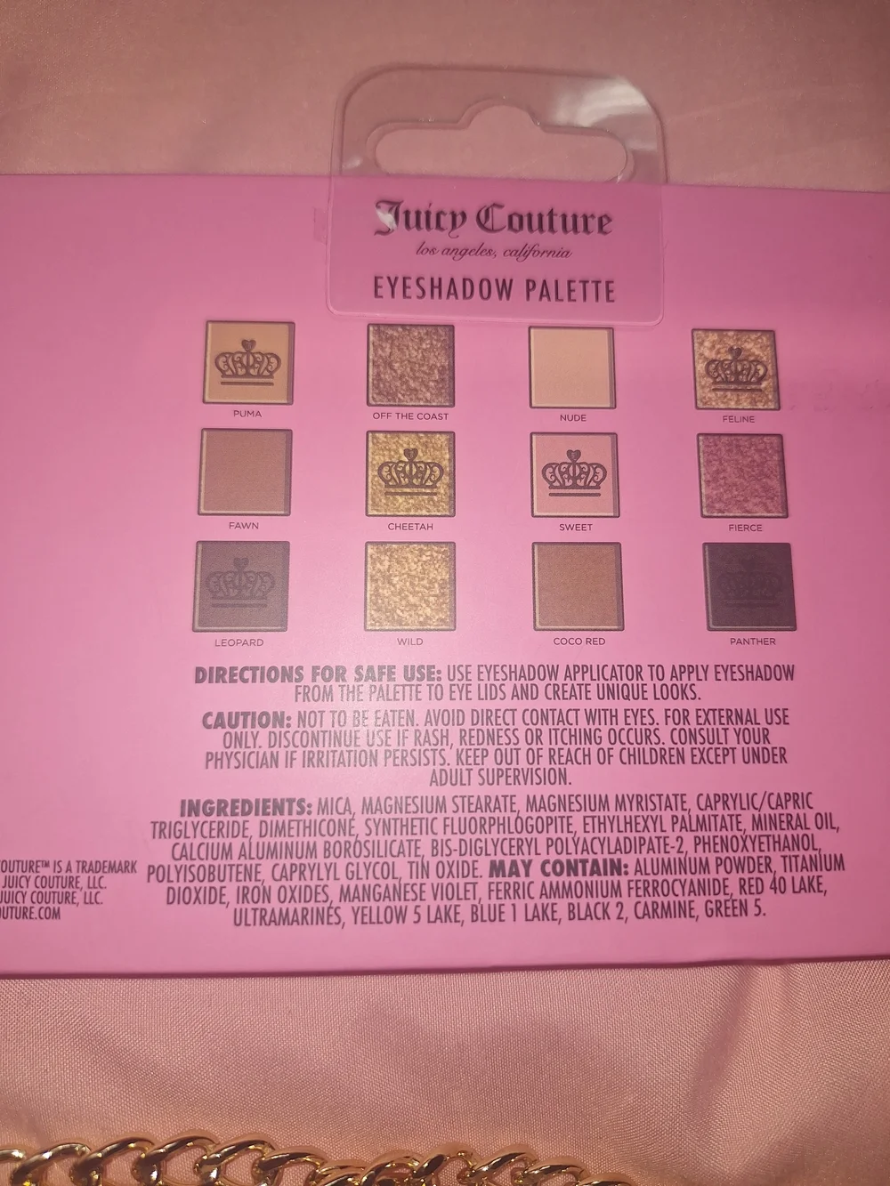 Juicy Couture Black Velvet Wristlet with Chain Detail&eyeshadow Palette